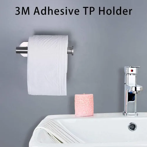 Miniatura 6 de DGWHYC Portarrollos de papel higiénico de 3M sin necesidad de taladrar para baño y lavabo, SUS304 de acero inoxidable níquel cepillado (plata)