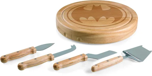 Miniatura 3 de PICNIC TIME DC Comics Batman Bat Signal - Tabla de queso Circo y juego de cuchillos, regalo de tabla de embutidos con 4 herramientas de acero