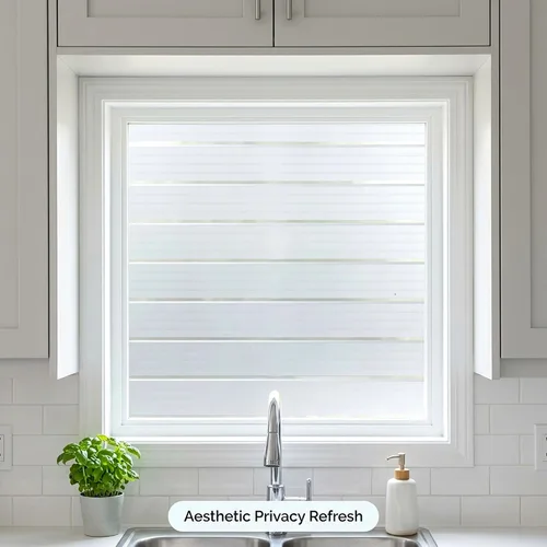 Miniatura 6 de Película de privacidad para ventana, esmerilada, tiras anchas, no adhesivas, extraíble, para ventana, película de vidrio para puerta, bloqueo UV