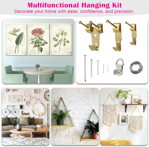 Miniatura 3 de Kit para colgar cuadros TOYIEW, 315 piezas de accesorios para colgar con ganchos, alambre, clavos, anilla en forma de D, kit para colgar en la pared