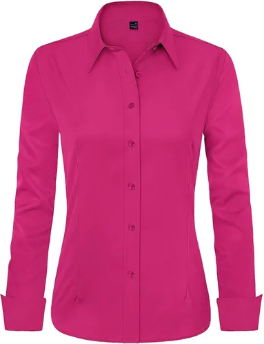 Miniatura 14 de J.VER - Camisas de vestir para mujer, diseño de manga larga, con botones, antiarrugas, blusa de trabajo unicolor