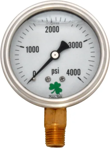 Miniatura 12 de Zenport LPG4000 Zen-Tek Medidor de presión relleno de líquido de glicerina, 4000 PSI