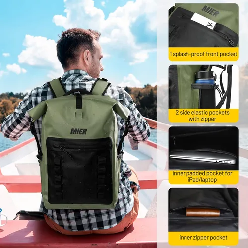 Miniatura 2 de MIER Mochila impermeable Saco con cierre de parte superior enrollable Bolsa seca ligera, Mochilas tipo mochila