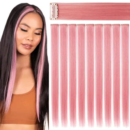 Miniatura 25 de Rhyme 12 piezas de extensiones de cabello de color azul y verde azulado con reflejos de princesa de 21 pulgadas con clip para niñas americanas