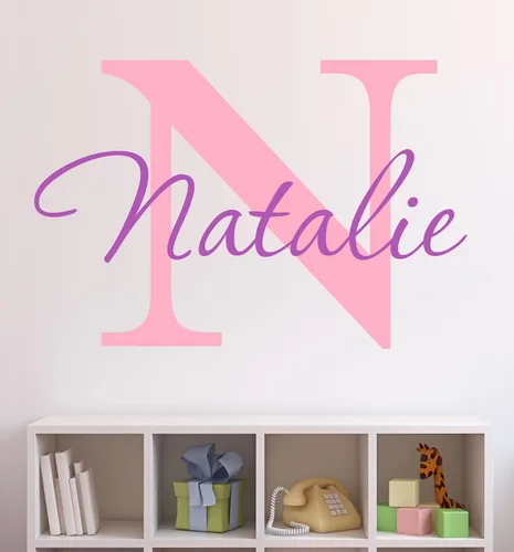 Miniatura 3 de Calcomanía de pared con nombre y inicial para niñas, decoración de pared, personalizada, decoración, guardería, dormitorio, además de calcomanía