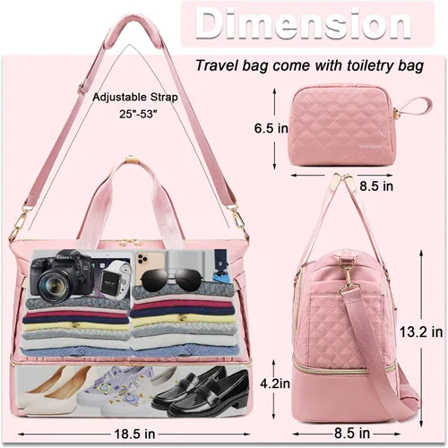 Miniatura 5 de Weitars Gym Bag For Women,Travel Duffel Bag Weekender Bag,Sport Bag With Shoes Compartment And Wet Pocket,Large Carry On Bag Overnight Hospital Bag