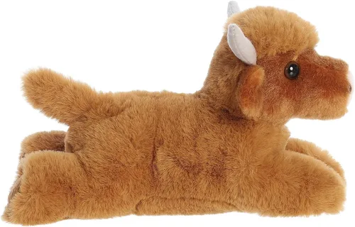 Miniatura 3 de Aurora® Adorable Mini Flopsie™ - Animal de peluche de vaca de las tierras altas, facilidad juguetona, compañeros atemporales, color marrón, 8