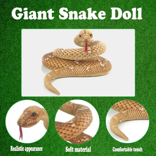 Miniatura 7 de Mukouxun Serpiente de peluche gigante de 112 pulgadas, serpiente de peluche para niños, juguetes de broma de animales de peluche, anaconda gigante