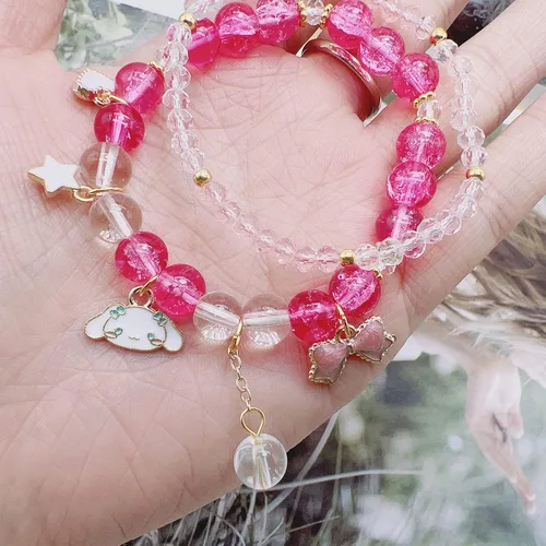 Miniatura 4 de CJIAYUJEW Cute Bracelet Crystal Pearl Bracelets, Anime Elastic Stretch Crystal Bead Bracelet Lovely Cartoon Elastic Beaded Bracelets for Women