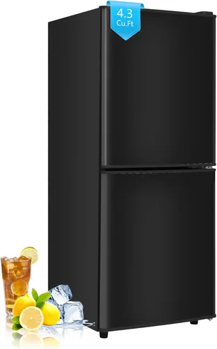 Miniatura 10 de Refrigerador dormitorio con congelador, refrigerador pequeño de 3.45 pies cúbicos con congelador para apartamento, temperatura ajustable de 7