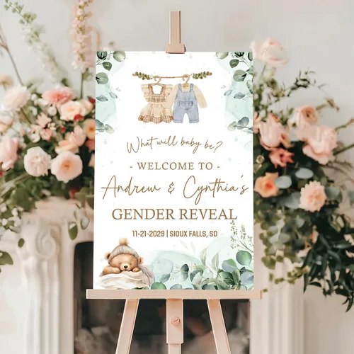 Miniatura 4 de Letrero de bienvenida personalizado de revelación de género con soporte, letrero de revelación de género para niño o niña, letreros de revelación