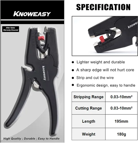 Miniatura 8 de Knoweasy Pelacables y cortador automático, herramienta de pelado de cables resistente 2 en 1 y herramienta pelacables para reparación electrónica