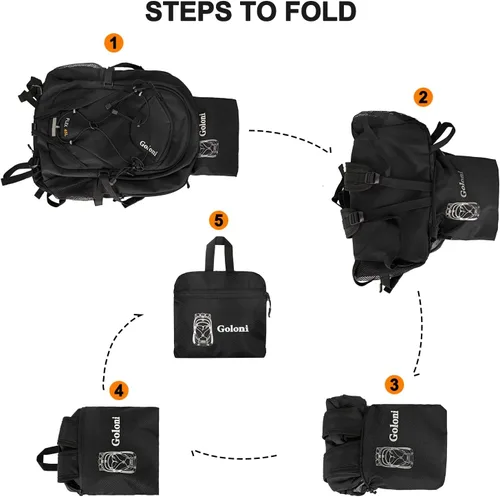 Miniatura 5 de Mochila de senderismo de 45L con cubierta para lluvia, mochila de camping ligera plegable para senderismo, mochila resistente al agua con sistema
