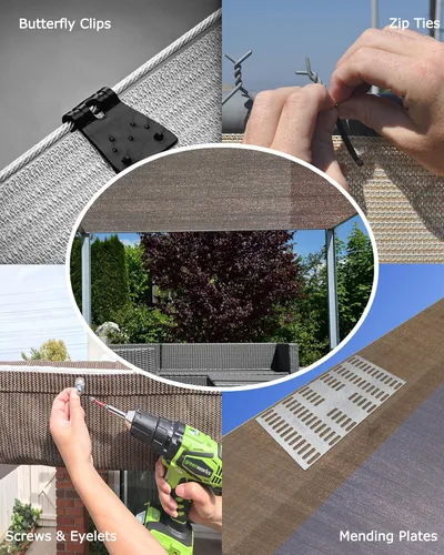 Miniatura 5 de Alion Home Tela de privacidad para el sol, tela permeable para bricolaje, para patio, pérgola, ventanas, jardín (marrón Mocha, 10.5 x 15 pies)