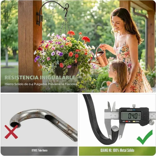 Miniatura 6 de AJART - Gancho para colgar macetas y comederos de pájaros en exteriores, color negro A-1 pieza