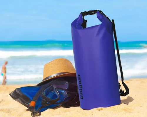 Miniatura 6 de Bolsa seca Unigear impermeable, 2L/5L/10L/20L/30L/40L, Bolsas flotantes y ligeras para kayak, navegación, pesca, natación y camping con funda Azul