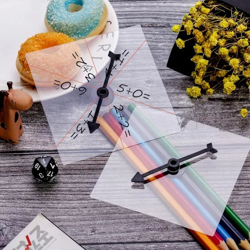 Miniatura 4 de Gejoy Paquete de 10 hilanderos transparentes a granel para el aula, juego de matemáticas de borrado en seco con flecha giratoria (negro)