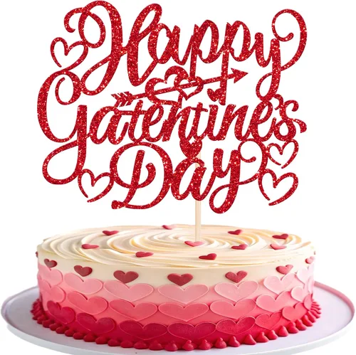 Miniatura 16 de Paquete de 24 adornos para cupcakes con purpurina en forma de corazón con temática de amor dulce, decoración de pasteles para el día de San