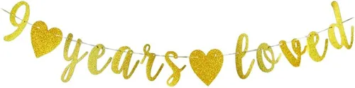 Cartel de 9 años de amor feliz fiesta de cumpleaños 9, 9º aniversario/fiesta de cumpleaños decoraciones suministros