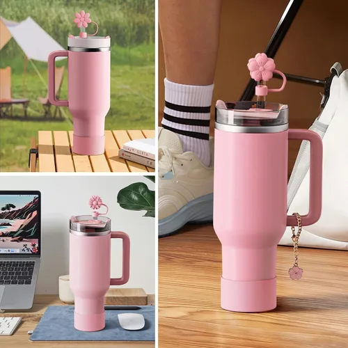 Miniatura 7 de 12 piezas compatibles con accesorios de vaso Stanley - 3 tapas de pajita con flores para cubierta de pajita Stanley de 9-10 mm, 1 bota de silicona
