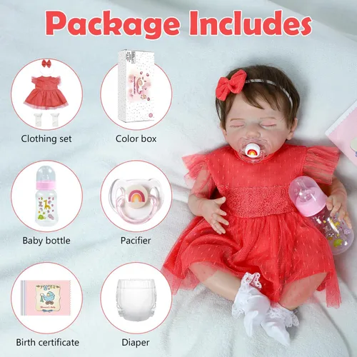 Miniatura 6 de SCOM Muñecas Bebé Reborn Niña de 20 Pulgadas, Recién Nacida Realista, Muñecas Bebé Durmiendo Niña, con Cuerpo de Tela Suave con Peso, Extremidades