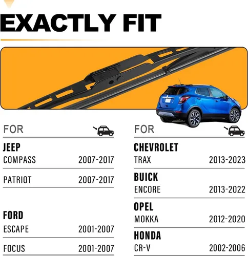 Miniatura 2 de AUTOBOO Repuesto de limpiaparabrisas trasero de 10 pulgadas para Chevrolet Trax 23-13 Jeep Compass Patriot 2017-2007 Ford Escape Focus 07-01 Honda
