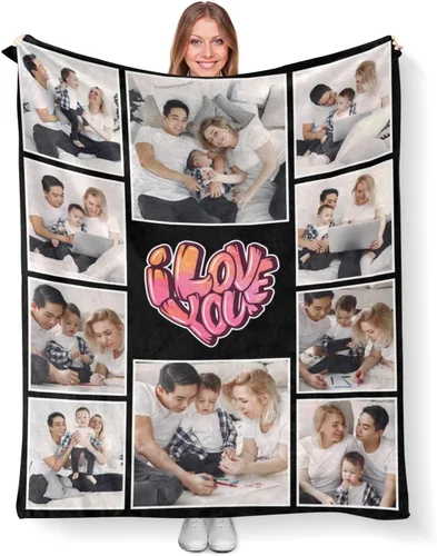 Miniatura 8 de Mantas personalizadas con fotos, mantas de cumpleaños personalizadas, regalos para adultos, niños, niñas, manta de collage de fotos personalizada