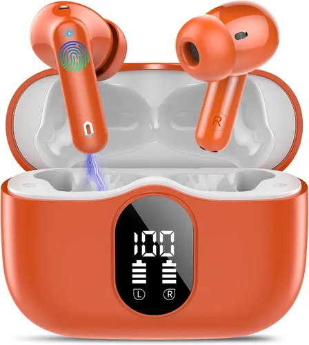 Miniatura 10 de Auriculares inalámbricos, Auriculares Bluetooth 5.4 con graves estéreo, Auriculares intrauriculares con micrófono de cancelación de ruido y pantalla