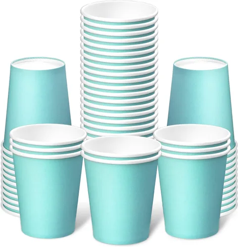 Vasos de papel de 8 onzas, paquete de 50 tazas de café de papel desechables para bebidas calientes o frías para fiestas, picnic, barbacoa, viajes y