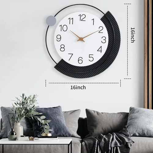 Miniatura 4 de Dankeit Reloj de pared decorativo de 40 cm, silencioso y sin tictac, de cuarzo, operado con batería, reloj grande para sala de estar, cocina, baño