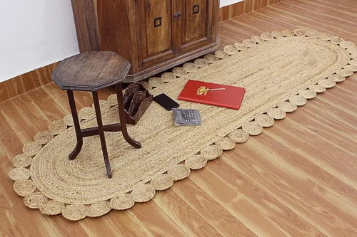 Miniatura 5 de Cape Cod - Alfombra trenzada de fibra de yute natural, alfombras indias kilim – Tapete pequeño de 3 x 2 pies tejido a mano de tejido plano para uso