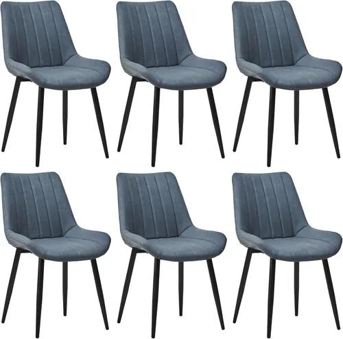 Miniatura 20 de CLIPOP Juego de 2 sillas de comedor, sillas de comedor de piel sintética con asiento tapizado, cojín cómodo con respaldo alto, patas de metal, silla