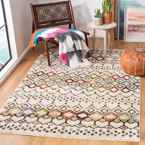 Miniatura 37 de SAFAVIEH Amsterdam Collection Alfombra Decorativa - 2.3 pies x 4 pies, Negro & Multi, Diseño Marroquí Bohemio, Sin Desprendimiento y Fácil Cuidado