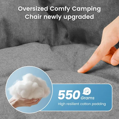 Miniatura 7 de OUTDOOR LIVING SUNTIME Silla de campamento cómoda acolchada de gran tamaño con reposapiés extraíble, capacidad de peso de 400 libras, silla plegable