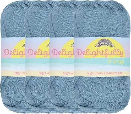 Miniatura 50 de JubileeYarn - Ovillo de hilo deliciosamente fino, 1.76 oz/madeja de rayón de bambú, color rosa polvo, 4 madejas