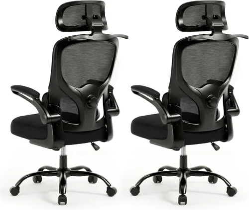 Miniatura 11 de Silla de oficina ergonómica, silla de escritorio de malla de 330 libras con soporte lumbar ajustable, reposacabezas 3D y brazos abatibles, cómoda