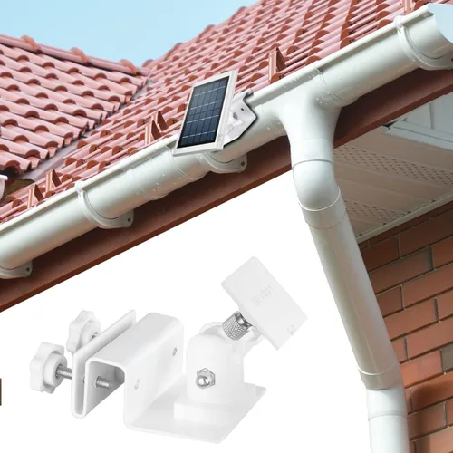 Miniatura 10 de Soporte de canalón para panel solar de anillo, soporte de panel solar OkeMeeo compatible con panel solar Arlo, Eufy, Reolink para una máxima negro