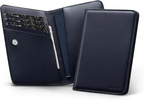 Miniatura 9 de VULKIT Soporte para pasaporte, cierre magnético, bloqueo RFID, cartera de viaje, funda para libro de pasaporte, soporte para tarjeta de embarque