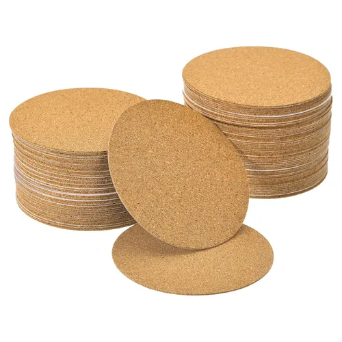 Miniatura 6 de UXCELL 100 Piezas de Corcho Redondo Autoadhesivo, Láminas de Respaldo de Azulejos de Corcho de 3.5" x 3.5" para Manualidades DIY, Marrón