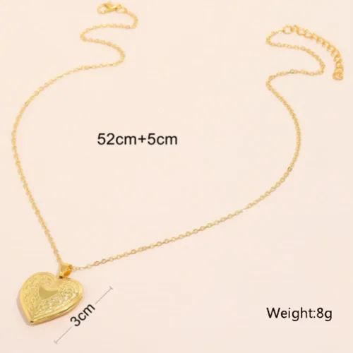 Miniatura 2 de yaozeio Collar de medallón dorado con medallón de imagen para mujeres que sostienen fotos fotos en forma de corazón, collar con colgante de medallón
