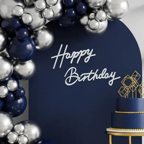 Miniatura 36 de TONIFUL Cartel de feliz cumpleaños para telón de fondo, pancarta de fieltro negro, incluye pegamento de puntos, perfecto para telón de fondo