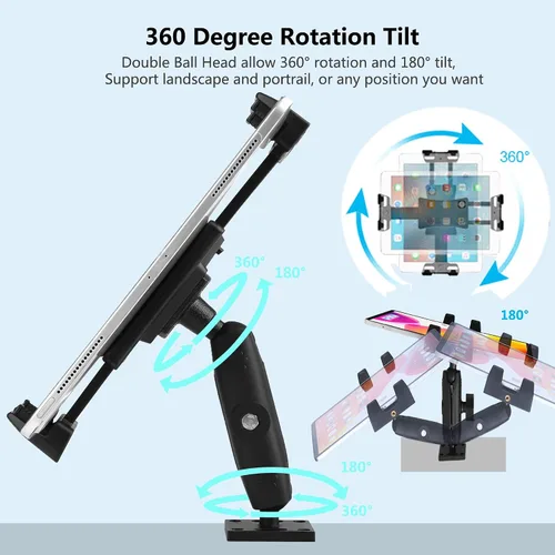 Miniatura 4 de Soporte para tablet de automóvil, base de taladro resistente, soporte para tableta de camión, para iPad, Samsung Tab de 5 a 13 pulgadas, tableta