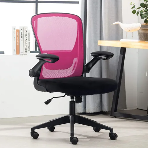 Miniatura 10 de Silla de oficina en casa, silla de escritorio ergonómica, silla de computadora de malla, sillas cómodas con respaldo medio con soporte lumbar