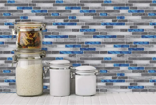 Miniatura 3 de Art3d - Vinilo adhesivo para pared, diseño de azulejos y ladrillos, antisalpicaduras, para la cocina, diseño de mármol azul, despegar y pegar