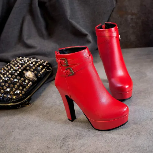Miniatura 4 de Scaoruki Zapatos de otoño de moda para mujer, botines de tacón de bloque
