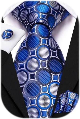 Miniatura 56 de Hi-Tie Corbatas de seda para hombre, diseño de cachemira a rayas, con bolsillo, gemelos cuadrados, conjunto formal de negocios