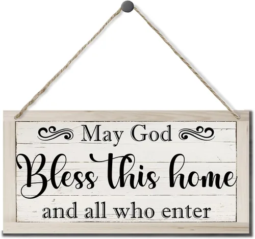 Miniatura 7 de Letrero decorativo de madera con texto en inglés «May God Bless This Home» («May God Bless This Home»)