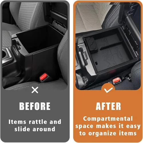 Miniatura 5 de TripleAliners Organizador de consola central Tacoma para 2023 con insertos de cuero compatible con Toyota Tacoma 2016 2017 2018 2019 2020 2021 2022