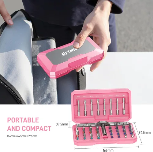 Miniatura 9 de Kit de herramientas de destornillador magnético profesional 42 en 1, puntas de precisión multifuncionales para PC, cámara, teléfono inteligente, Rosa