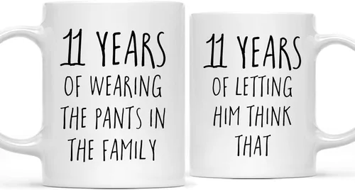 Miniatura 14 de Andaz Press Divertida taza de café de 11 onzas para parejas, regalo de broma para el primer aniversario de boda, 1 año de usar los pantalones